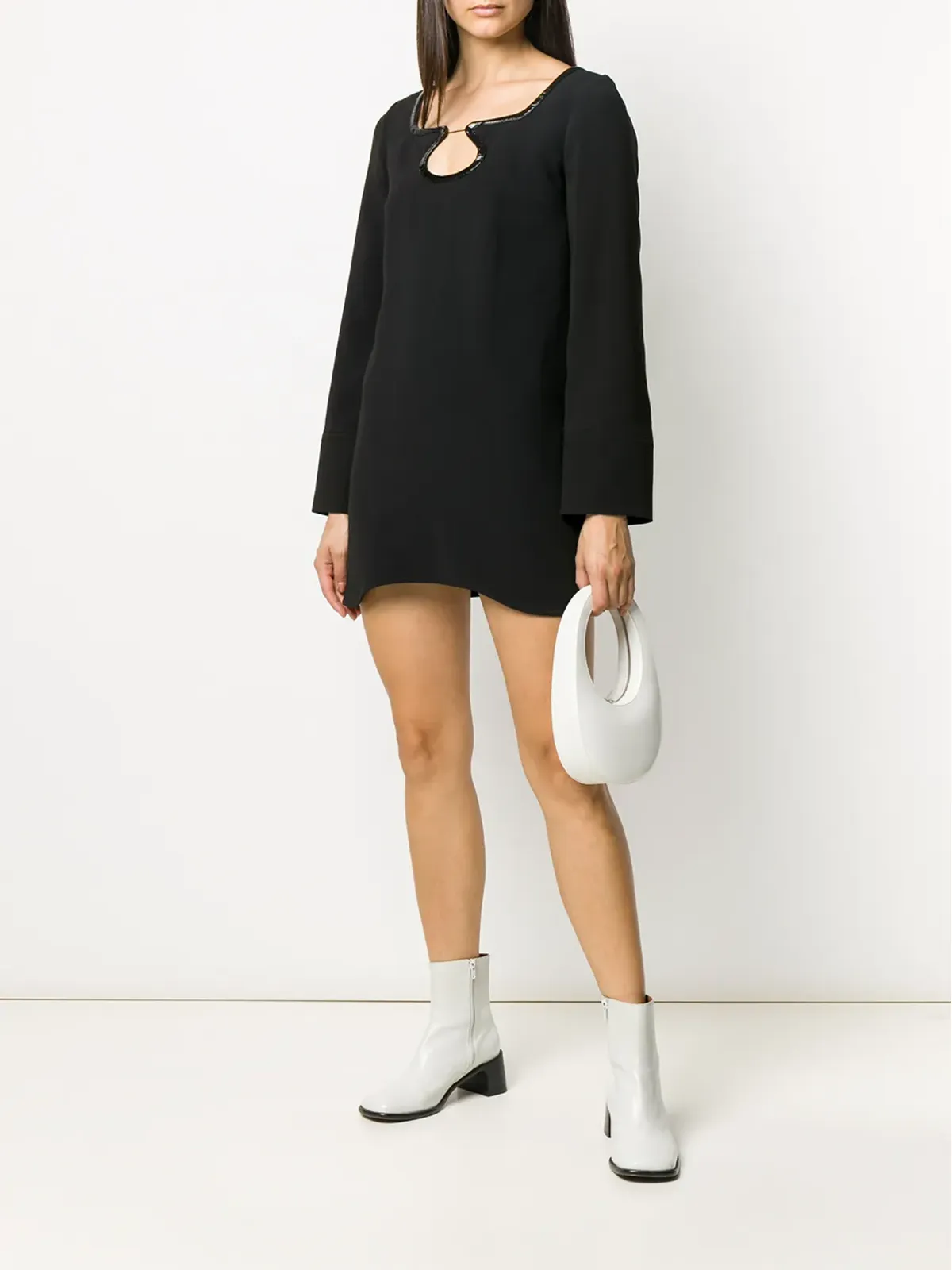 Courrèges カットアウトディテールショートドレス - ブラック - 画像2