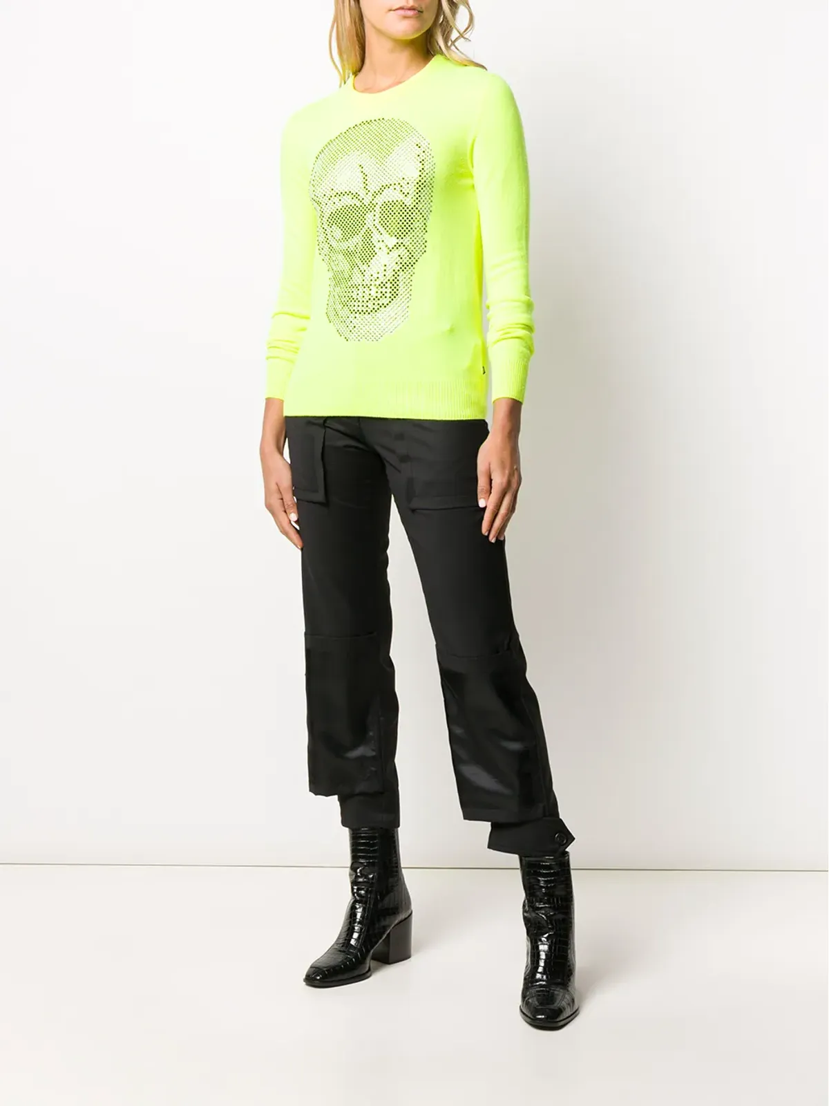 Philipp Plein ラインストーン付きドクロジャンパー（イエロー） - 画像2
