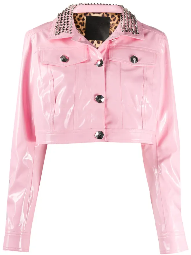 Philipp Plein Philipp Plein スタッズ付きクロップドジャケット - ピンクの商品画像
