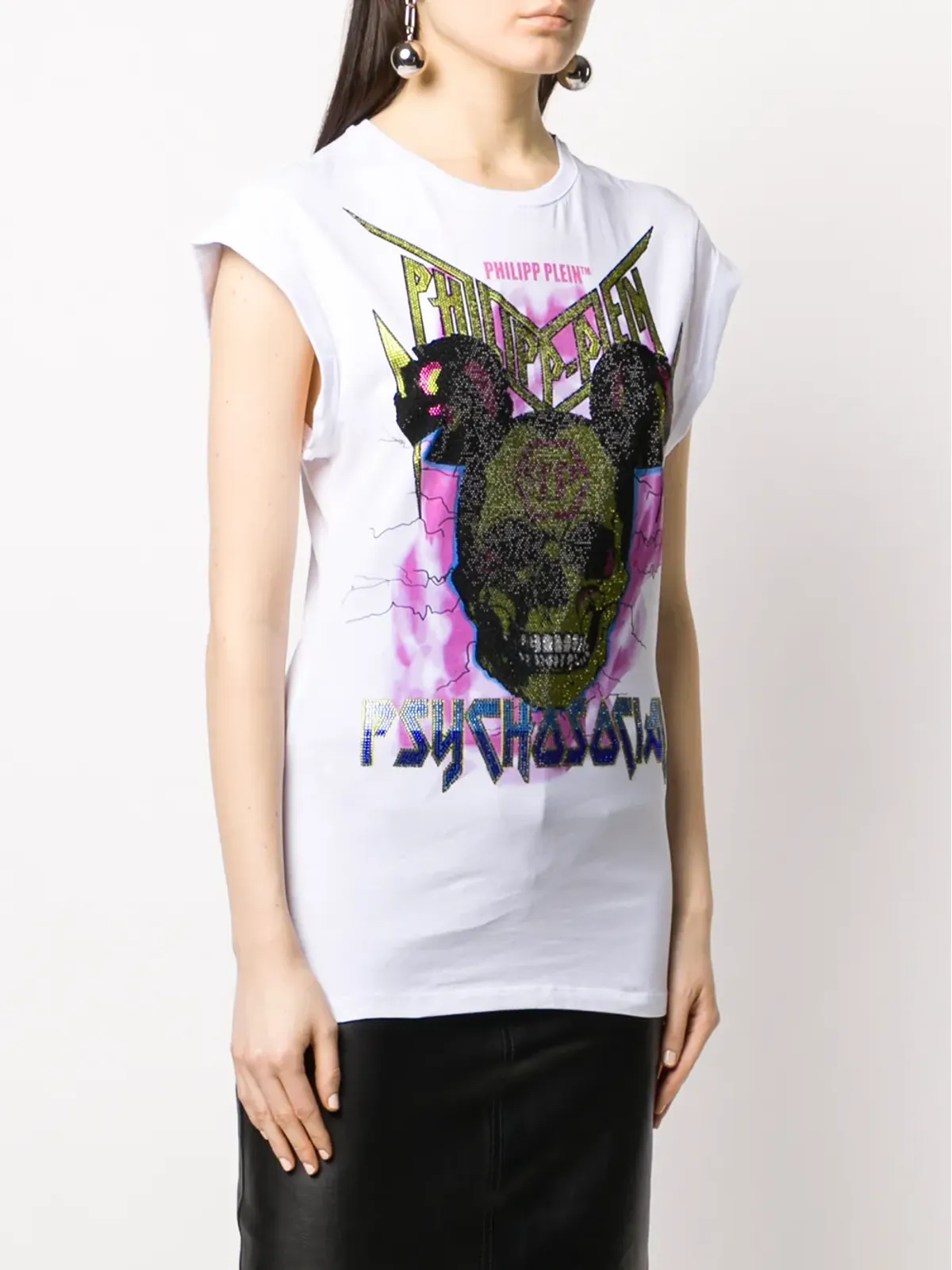 Philipp Plein クリスタルスカルプリント Tシャツ - 画像3
