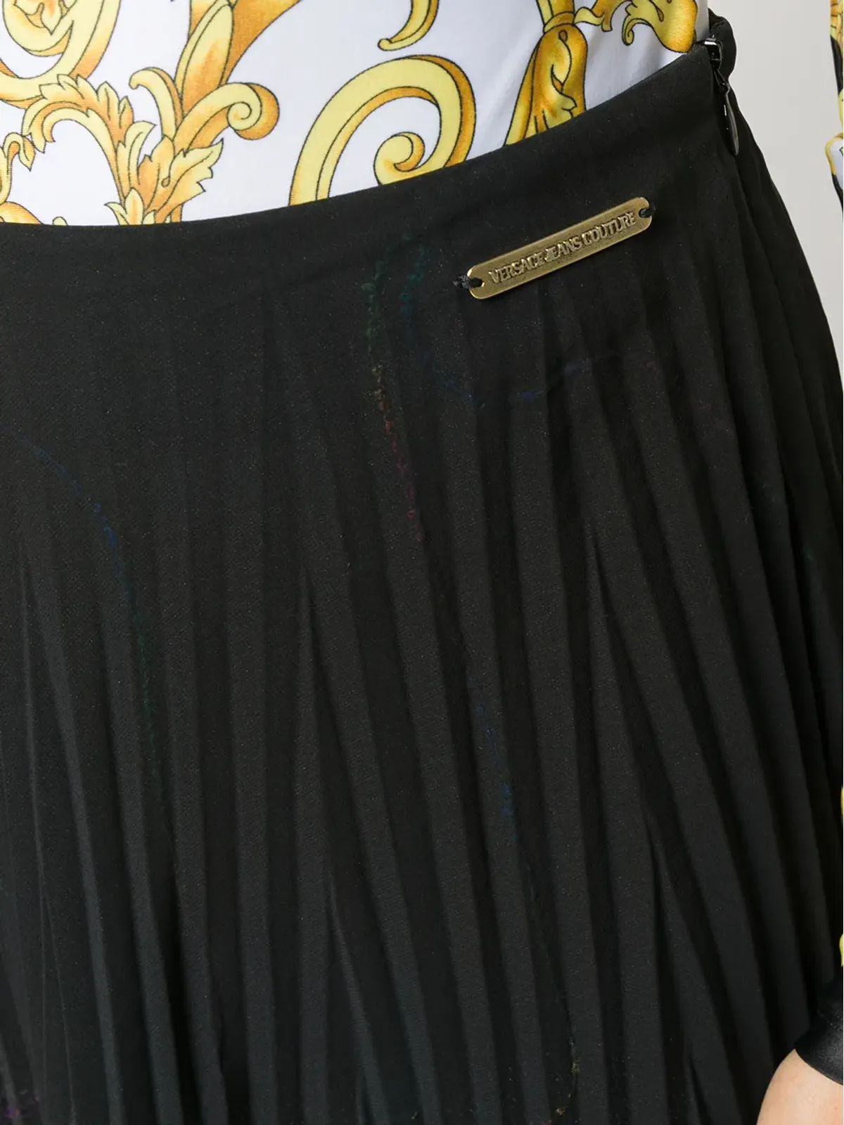 Versace Pre-Owned 1990年代 糸装飾プリーツスカート - ブラック - 画像5