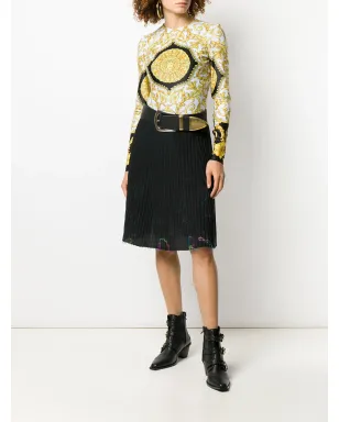 Versace Pre-Owned 1990年代 糸装飾プリーツスカート - ブラック - サムネイル2
