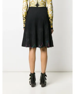 Versace Pre-Owned 1990年代 糸装飾プリーツスカート - ブラック - サムネイル4