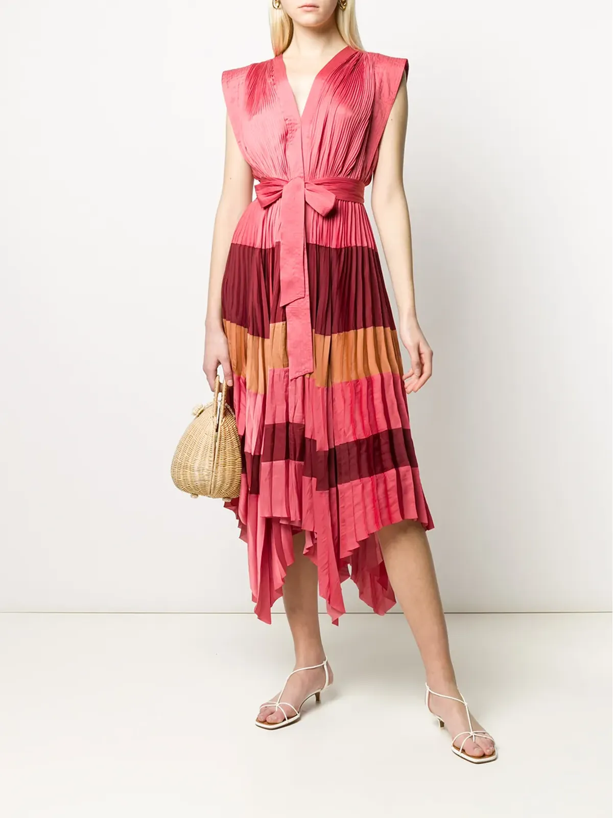 Ulla Johnson ピンクのプリーツストライプドレス - 画像2