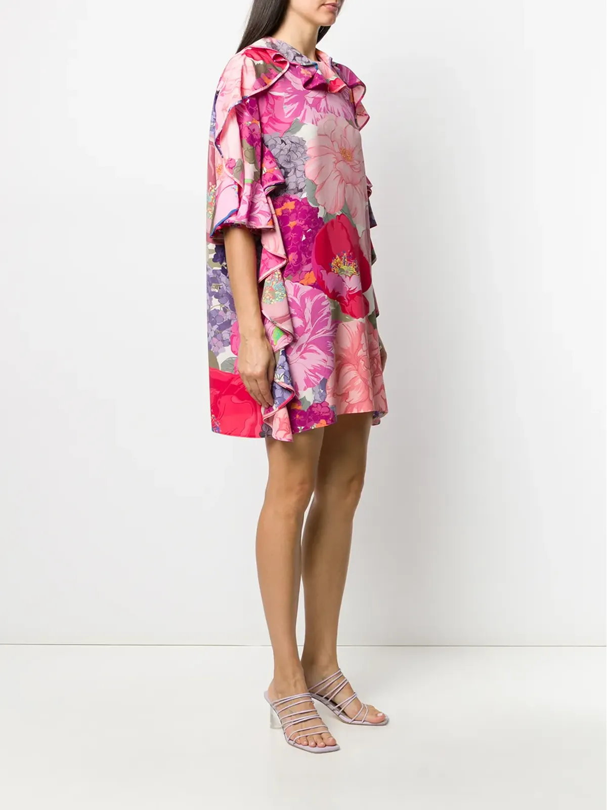 Valentino Garavani 花柄プリントのフリルドレス - 画像3