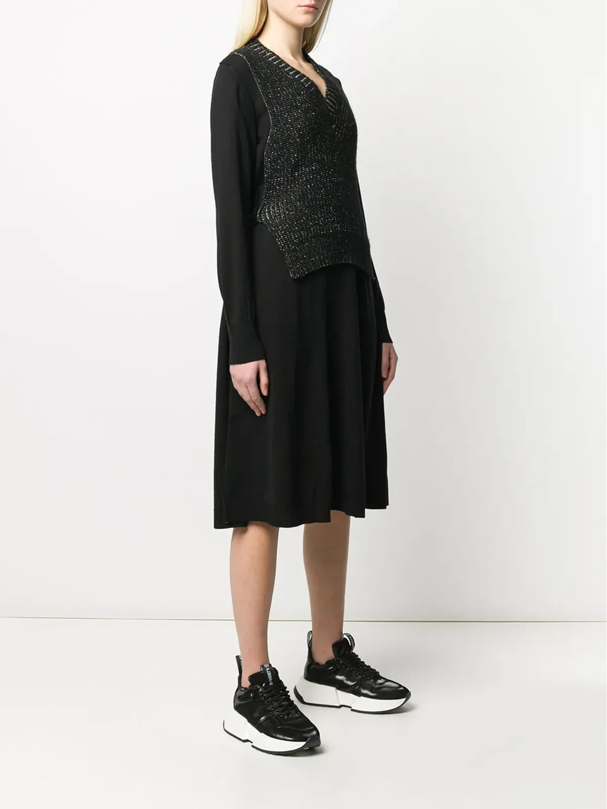 MM6 Maison Margiela スプライスビブパネルドレス - ブラック - 画像3