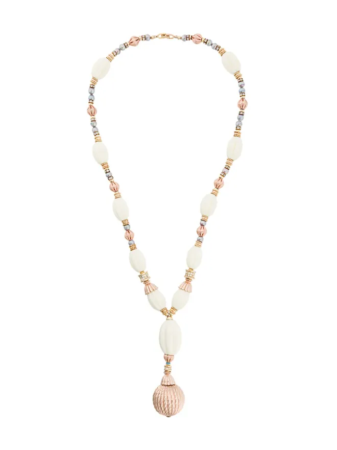 Christian Dior Pre-Owned Christian Dior Pre-Owned 1980年代 オーバルビーズ ネックレス - ホワイトの商品画像