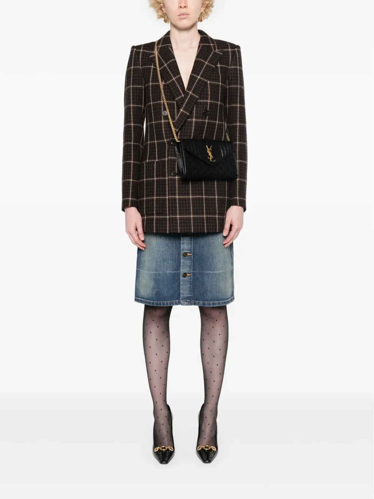 Saint Laurent エンベロープ レザー クロスボディバッグ - 画像2