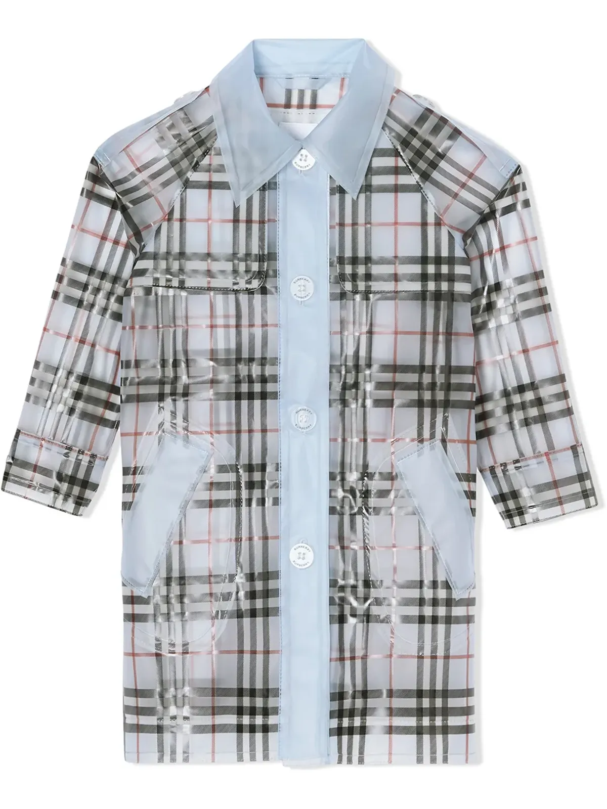 Burberry Kids チェック柄防水トレンチコート - 画像1