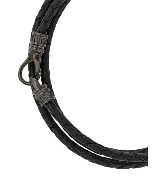 Nialaya Jewelry ラップアラウンド レザー ブレスレット ブラック - サムネイル3