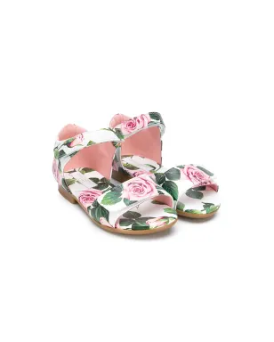 Dolce & Gabbana Kids ローズプリント タッチストラップサンダル - White - サムネイル1