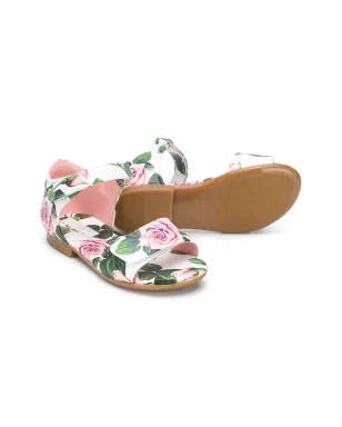 Dolce & Gabbana Kids ローズプリント タッチストラップサンダル - White - サムネイル2