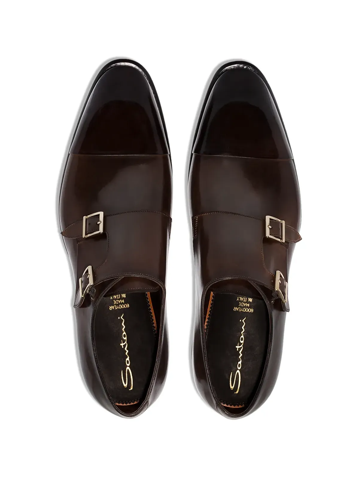 Santoni ダブルストラップ レザー モンクシューズ - 画像4