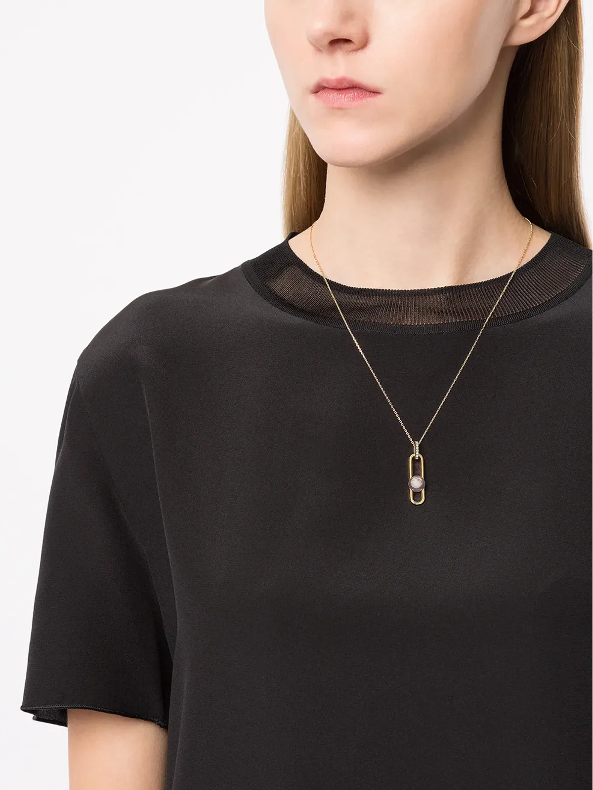 TASAKI 18K イエローゴールド ファインリンクスコレクション ライン アコヤ真珠とダイヤモンド ペンダント - 画像2