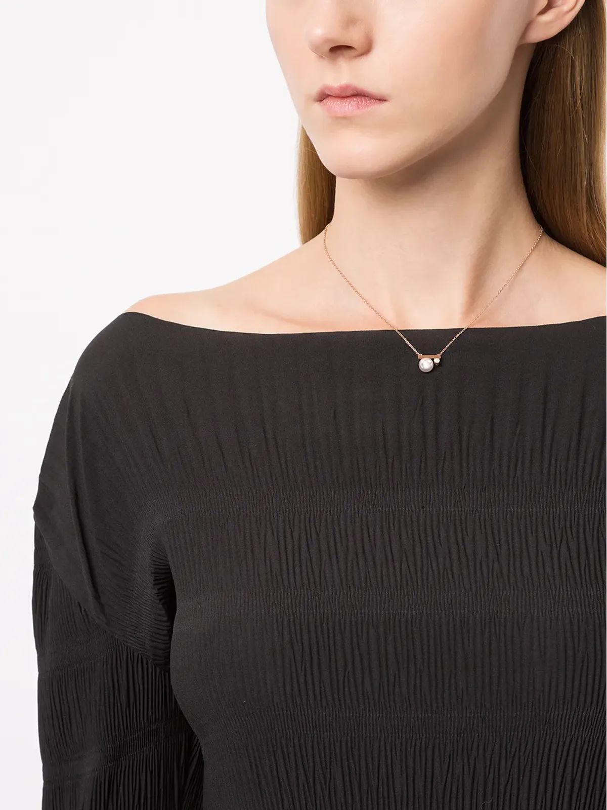 TASAKI 18K ローズゴールド コレクションライン プチ Balance Class アコヤ真珠とダイヤモンド ペンダント - 画像2
