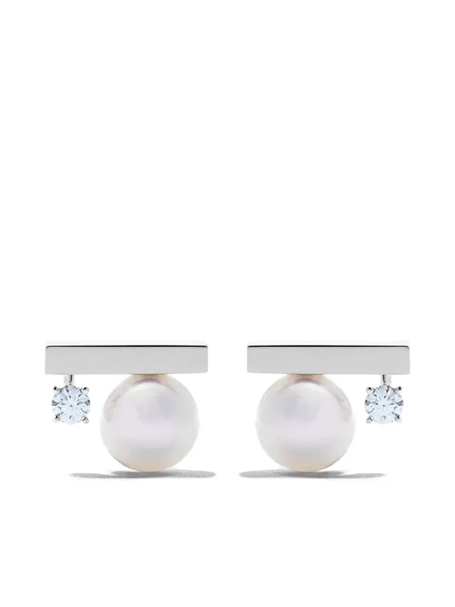 TASAKI TASAKI 18ktホワイトゴールド ダイヤモンド コレクションライン ペティ バランス クラス イヤリング - シルバーの商品画像