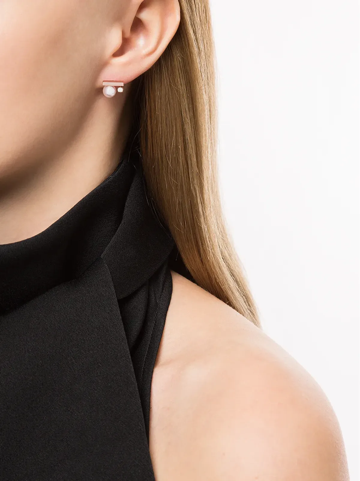 TASAKI 18kt ローズゴールド プチ Balance Class Collection Line アコヤ真珠とダイヤモンド イヤリング - 画像2
