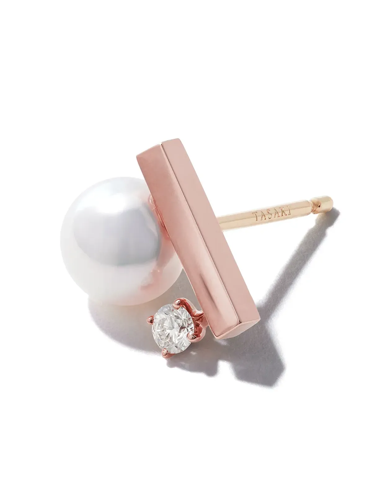 TASAKI 18kt ローズゴールド プチ Balance Class Collection Line アコヤ真珠とダイヤモンド イヤリング - 画像4