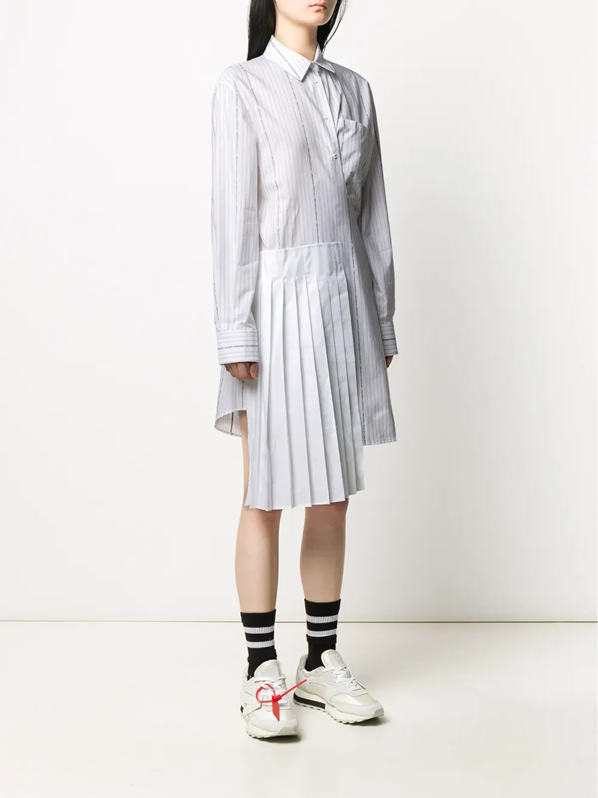 Off-White 前開きストライプシャツドレス - 画像3