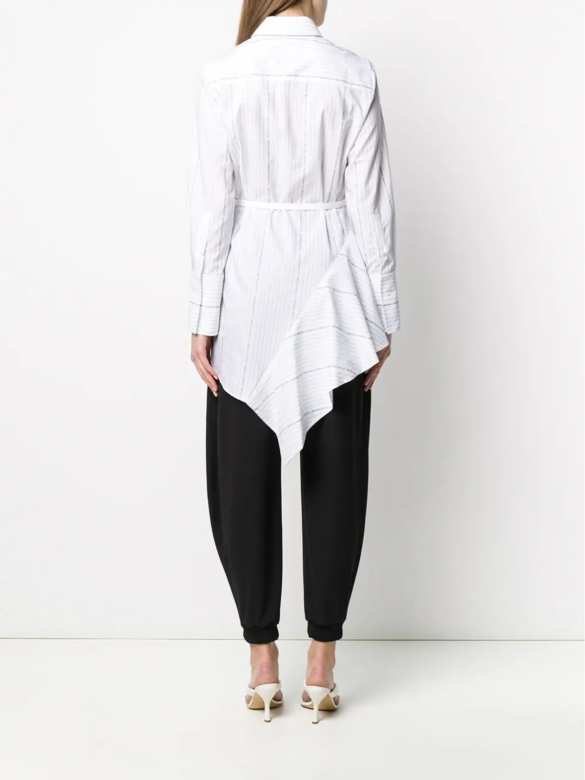 Off-White ストライプ柄アシンメトリックミニシャツドレス - 画像4