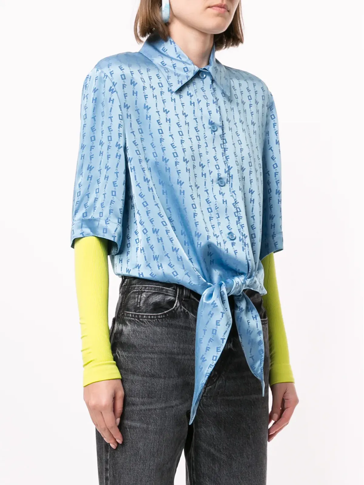 Off-White ロゴベースボールノット ブラウス - ブルー - 画像3