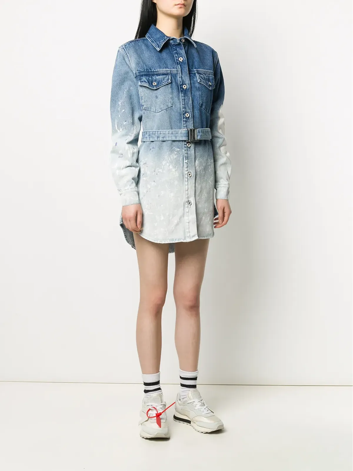 Off-White グラデーションデニムシャツドレス - 画像3
