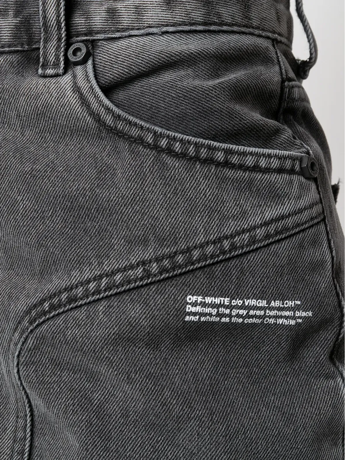 Off-White ジップフロント デニムスカート - グレー - 画像5