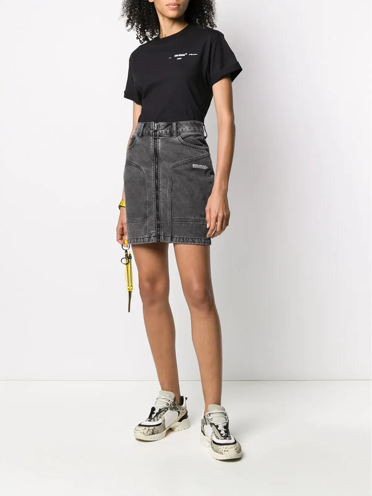 Off-White ジップフロント デニムスカート - グレー - 画像2
