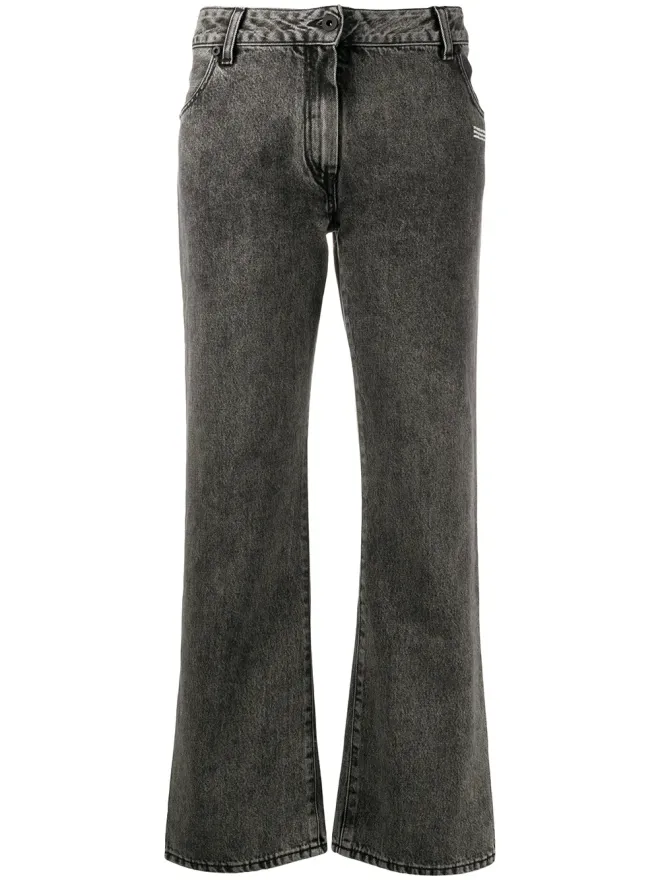 OFF-WHITE Off-White クロップドレッグ ミッドライズ ジーンズ - ブラックの商品画像