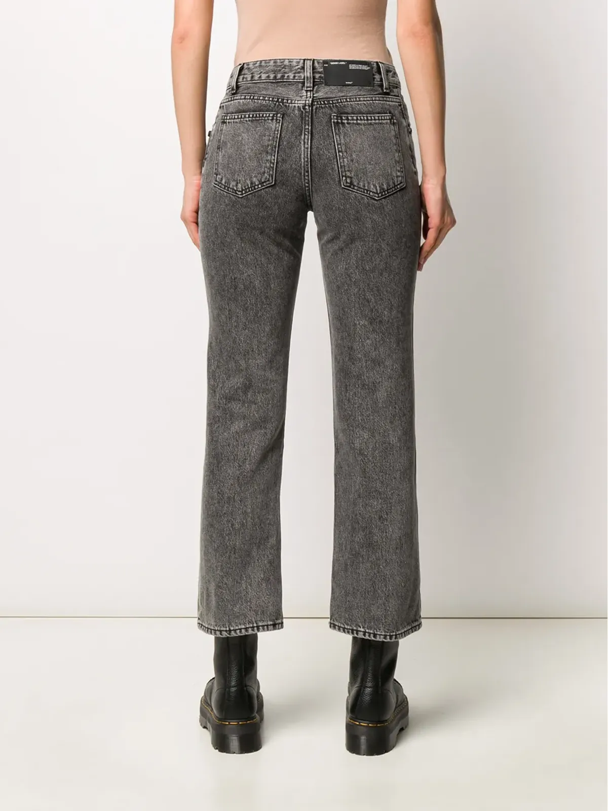 Off-White クロップドレッグ ミッドライズ ジーンズ - ブラック - 画像4