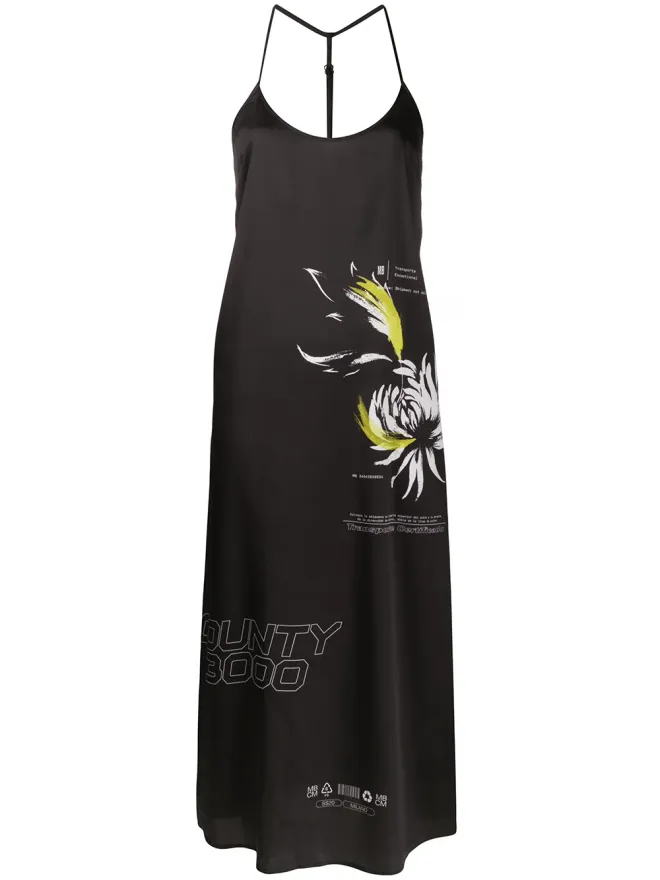 COUNTY OF MILAN COUNTY OF MILAN フラワーシッピング ミディスリップドレス ブラックの商品画像