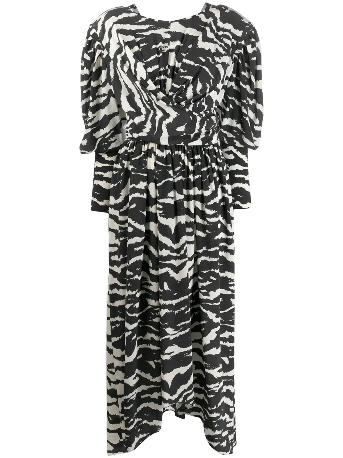 ISABEL MARANT Filao ゼブラ柄 ツイストウエスト ドレス - ブラック - 画像1
