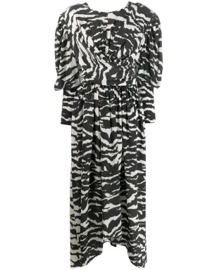 ISABEL MARANT Filao ゼブラ柄 ツイストウエスト ドレス - ブラック - サムネイル1