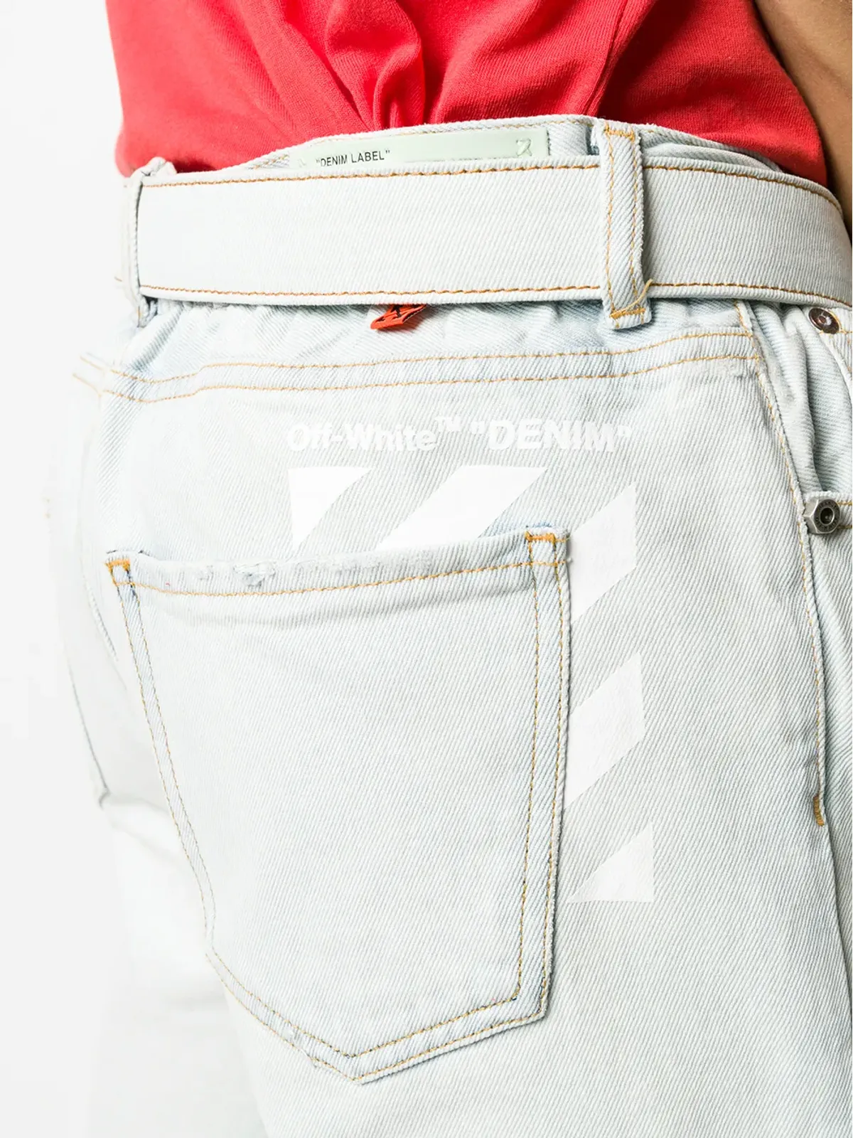 Off-White ベルト付きストレートジーンズ - 画像5