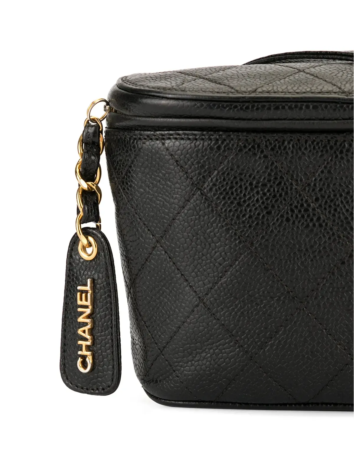 CHANEL Vintage ダイヤモンドキルティング ベルトバッグ ブラック - 画像4