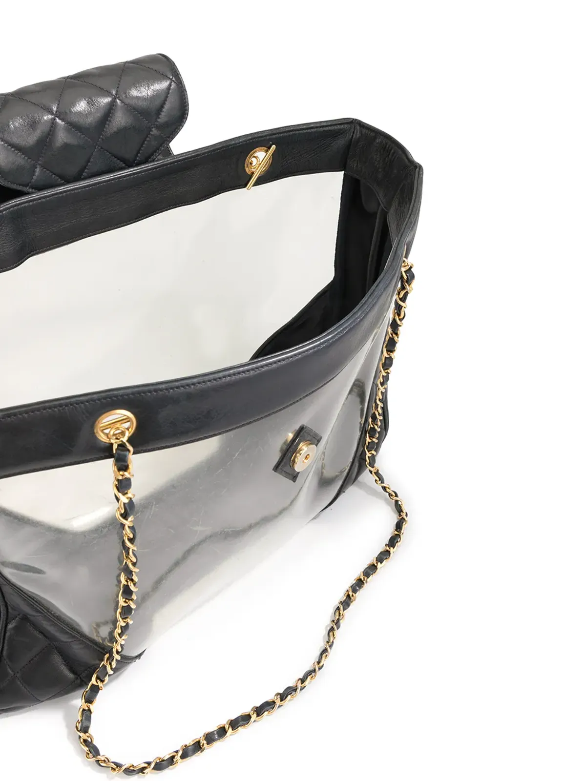 CHANEL ビンテージ 1990年 クリアフラップショルダーバッグ - 画像5
