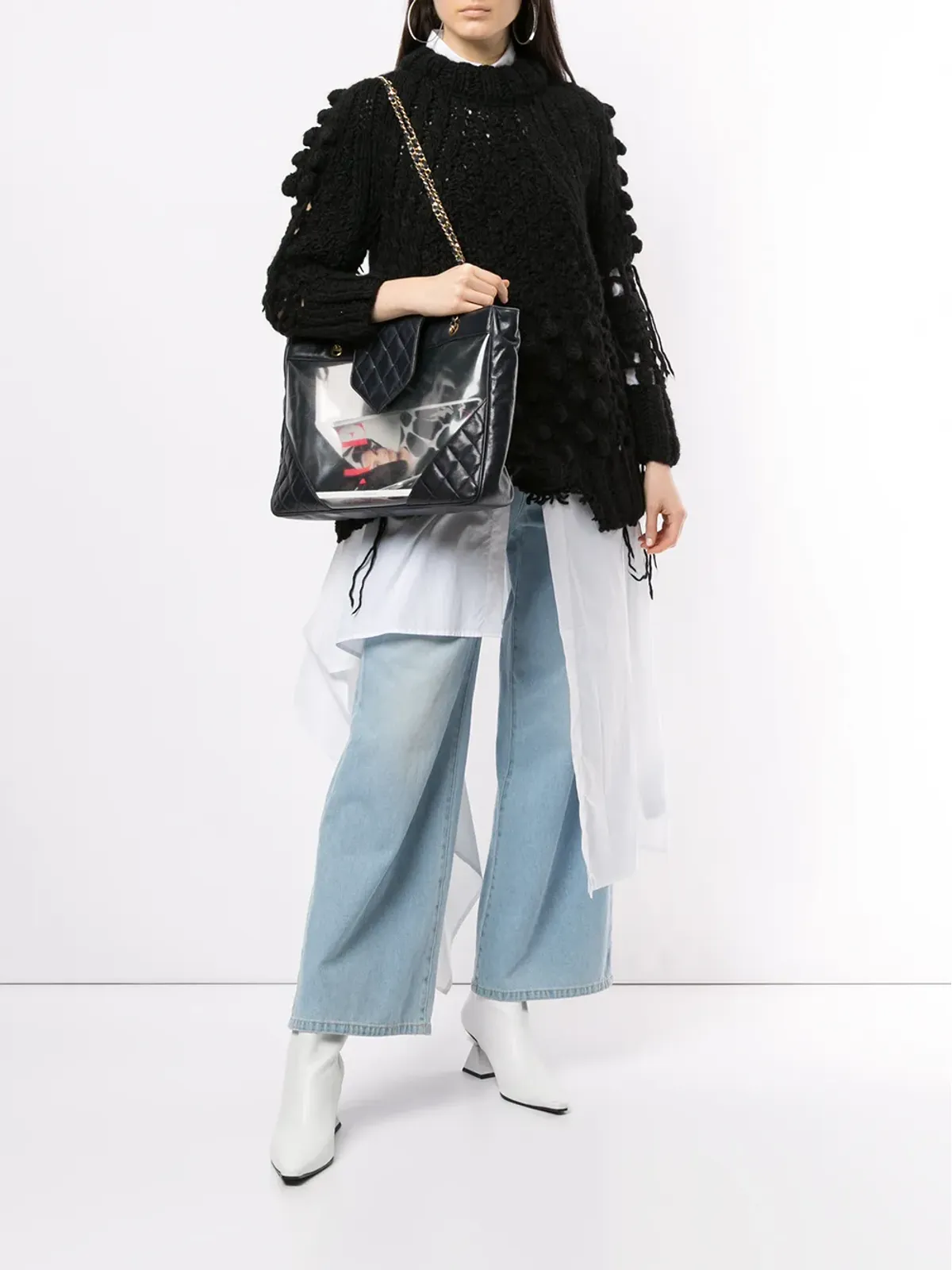 CHANEL ビンテージ 1990年 クリアフラップショルダーバッグ - 画像2