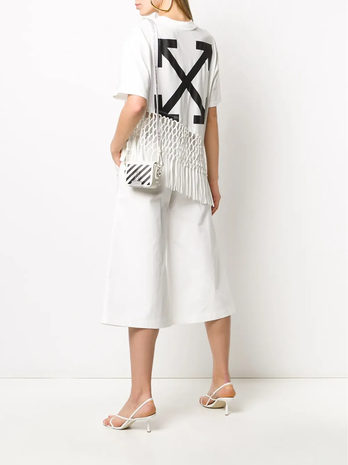 Off-White スローガンプリント クロップドパンツ - 画像2