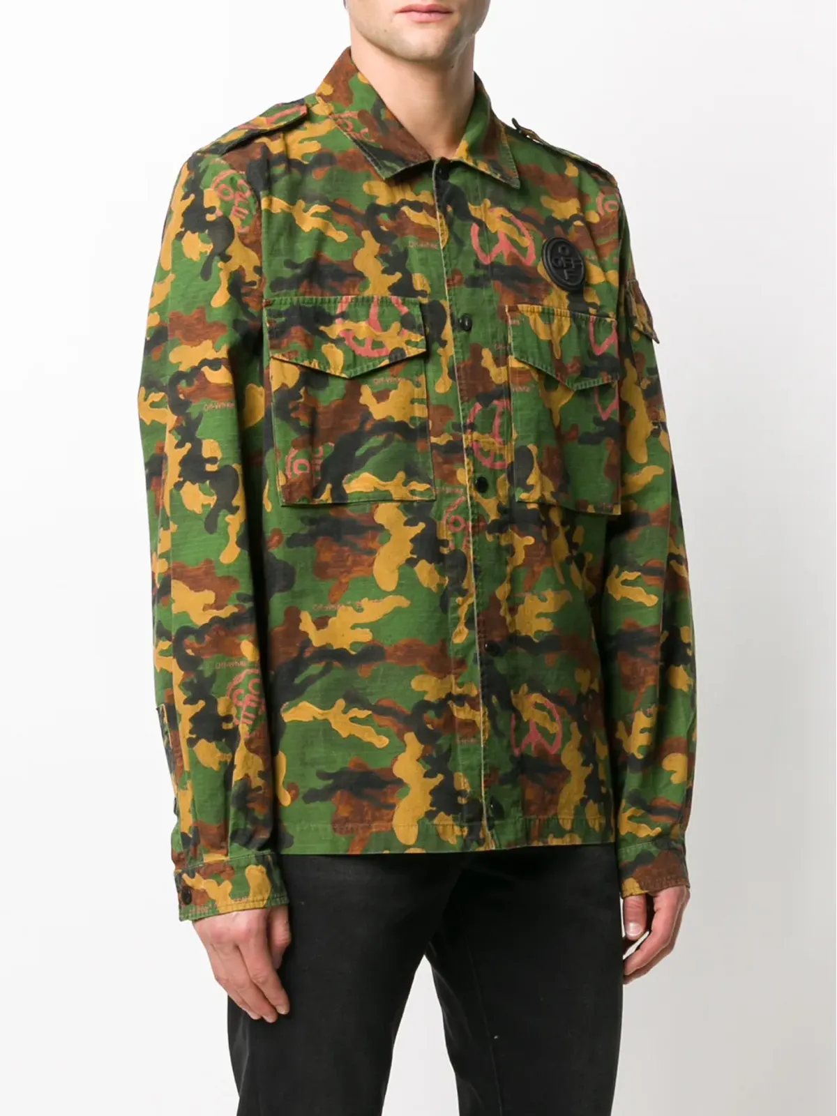 Off-White カモフラージュ柄シャツ グリーン - 画像3