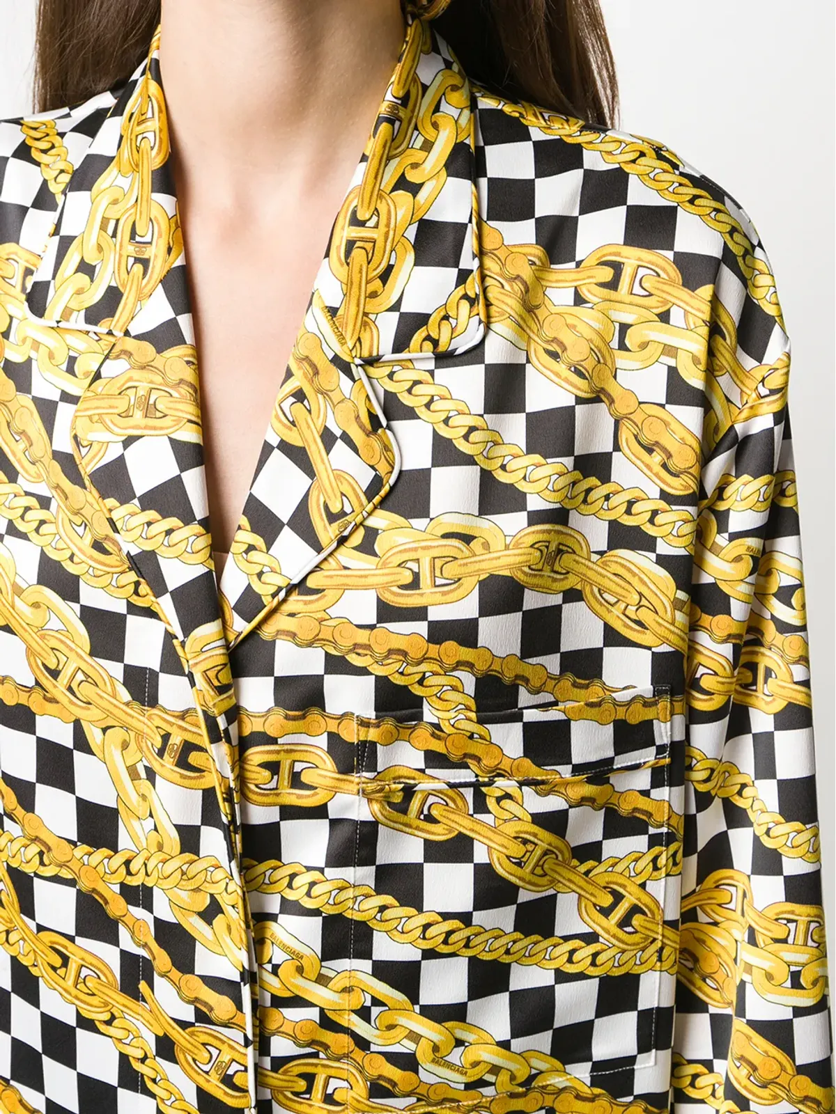 Balenciaga チェーンプリントチェッカーボードコート - 画像5