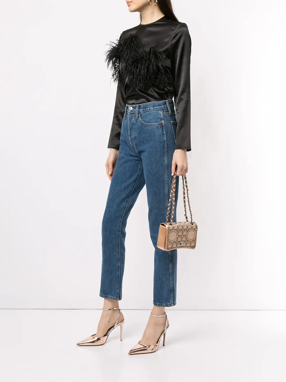 CHANEL ビンテージ ラインストーン チェーンショルダーバッグ - Neutrals - 画像2