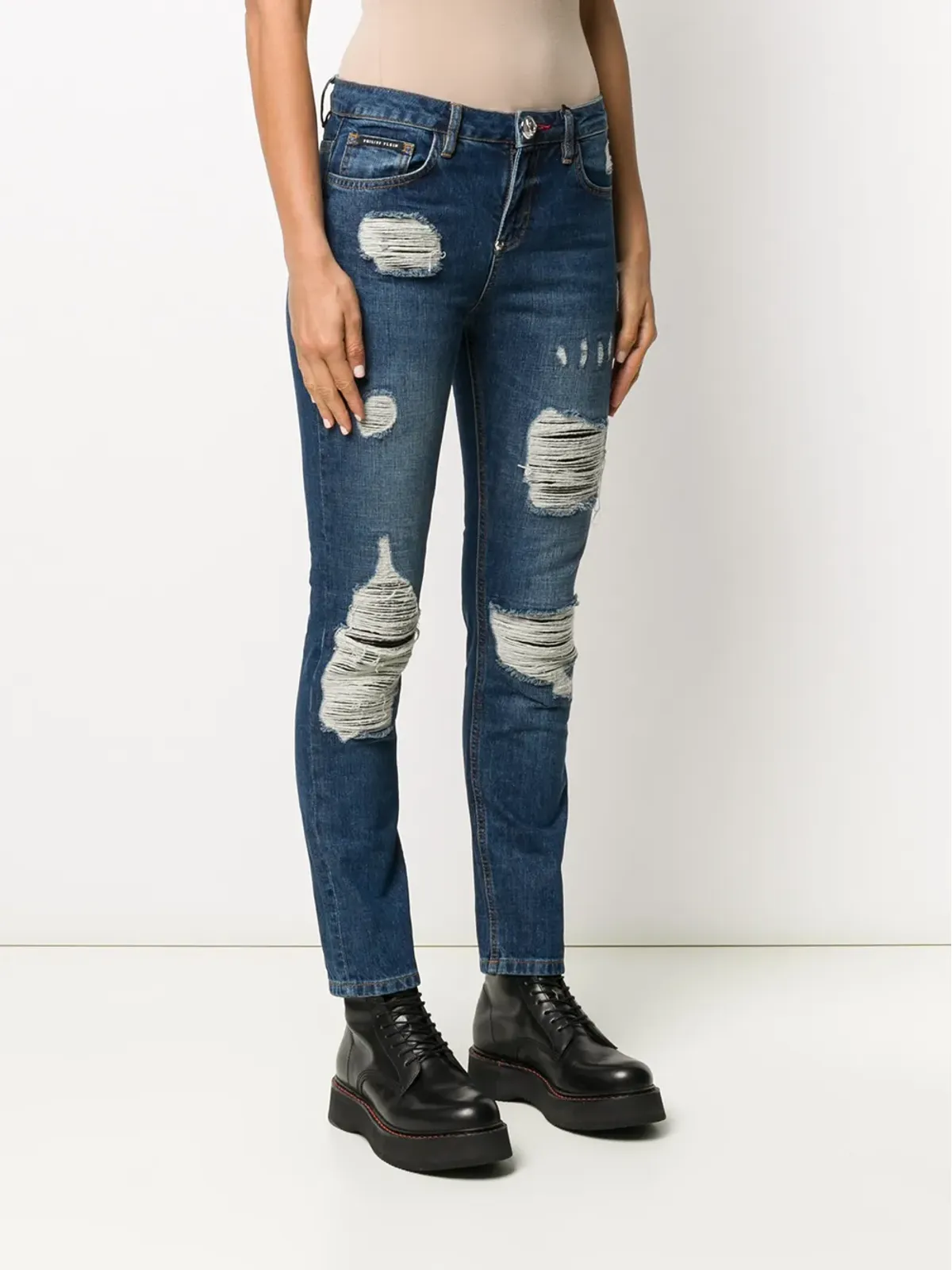 Philipp Plein ステートメントミッドライズスリムジーンズ - 画像3