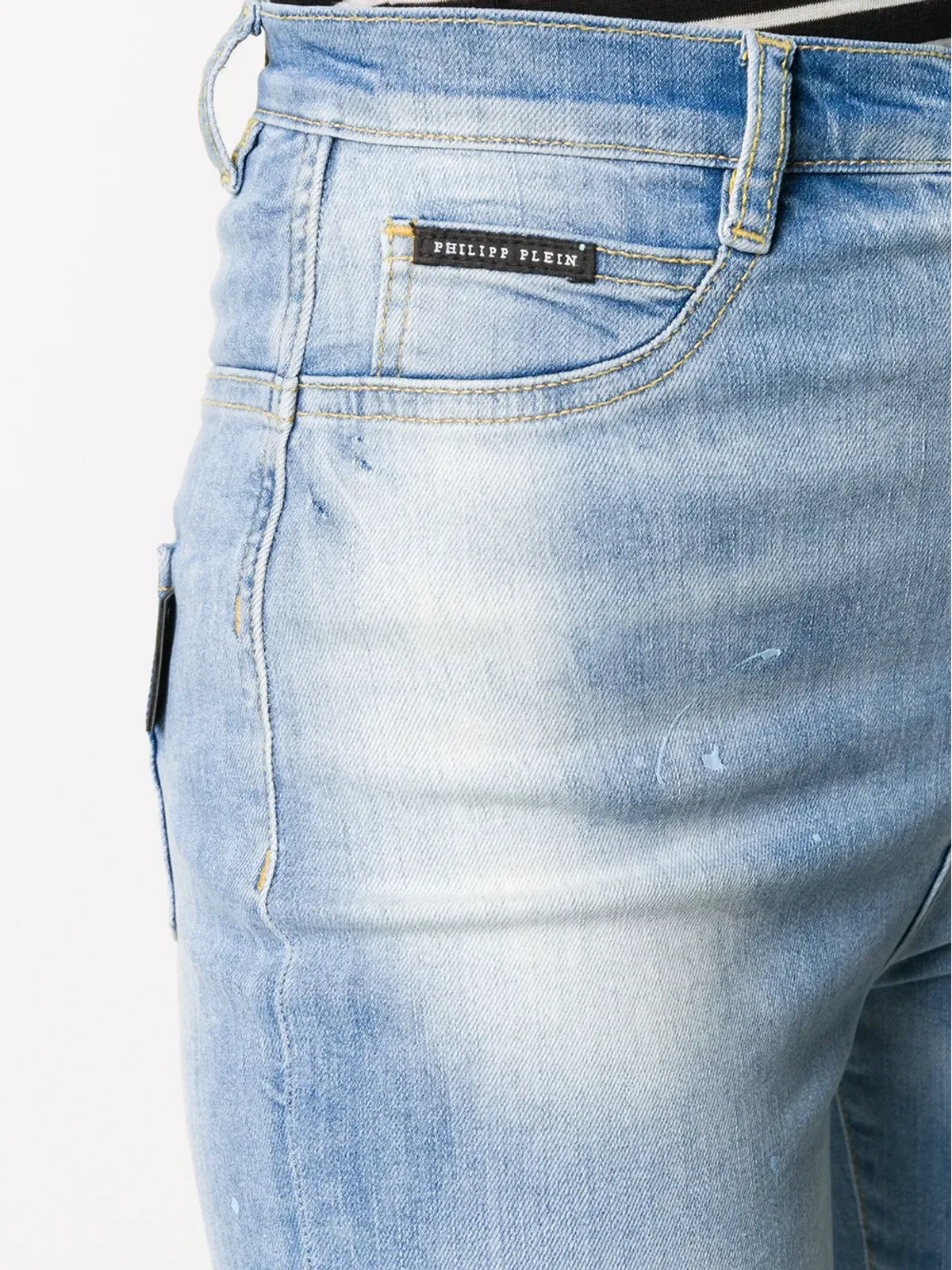 Philipp Plein 色落ち加工刺繍ディテールジーンズ - 画像5