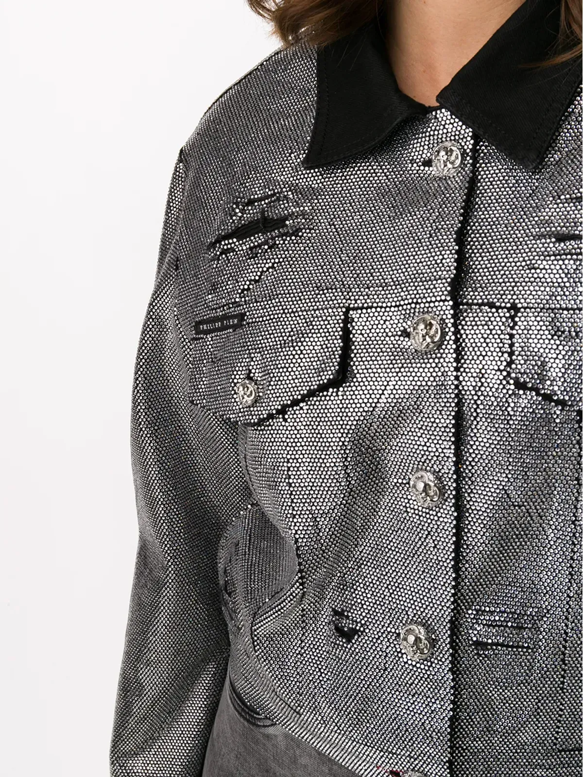 Philipp Plein クリスタル装飾デニムジャケット - 画像5