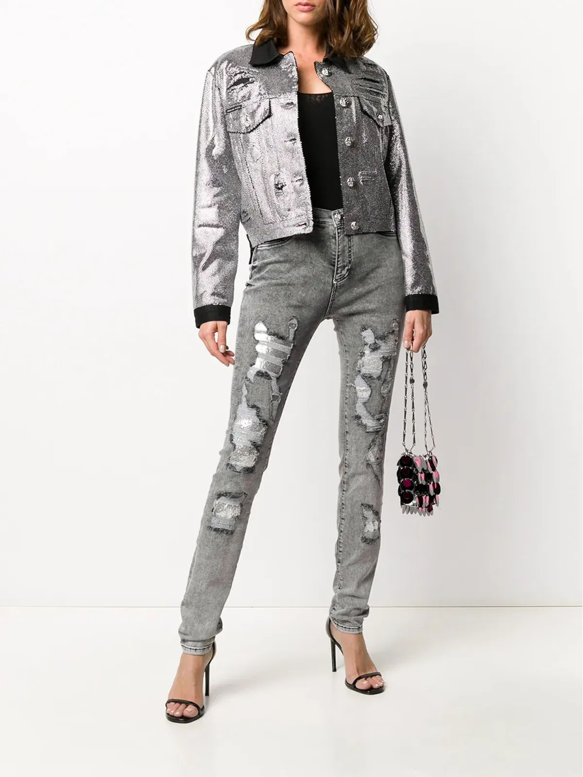 Philipp Plein クリスタル装飾デニムジャケット - 画像2