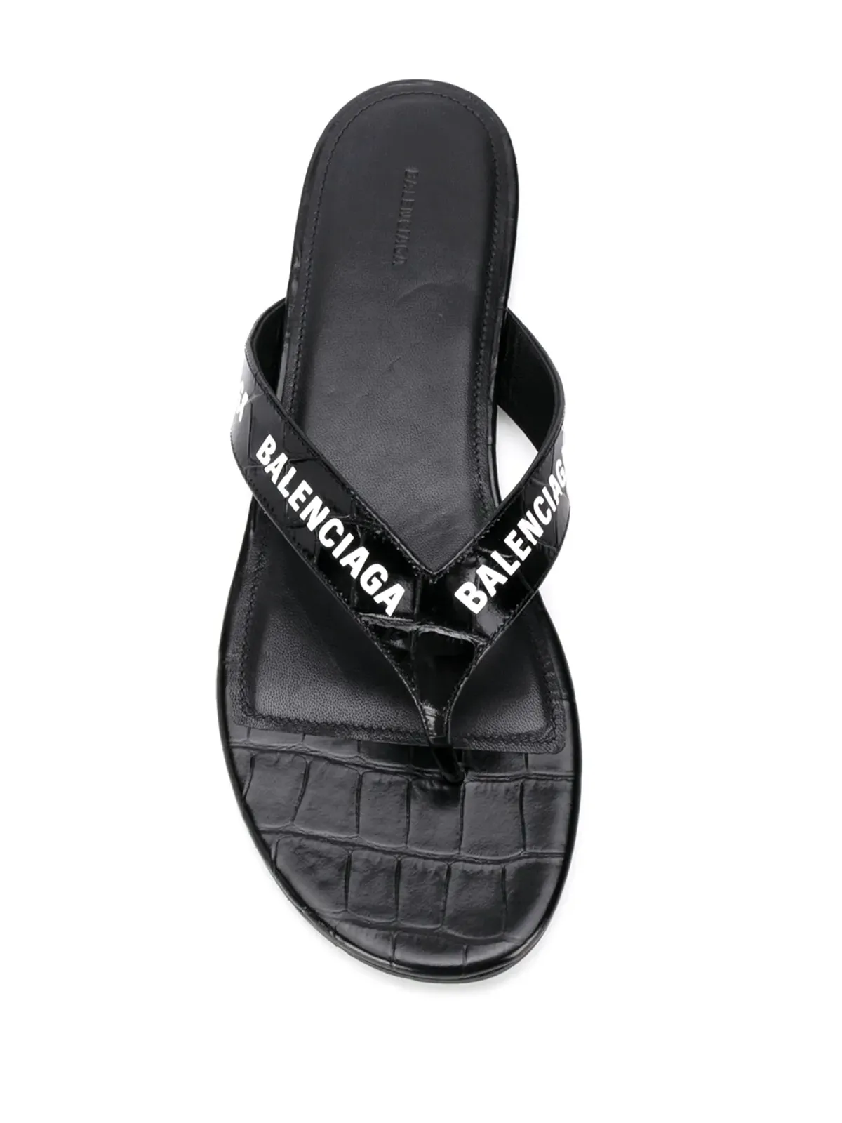 Balenciaga クロコダイルエフェクト オールオーバーロゴ サンダル - ブラック - 画像4