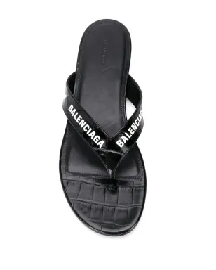 Balenciaga クロコダイルエフェクト オールオーバーロゴ サンダル - ブラック - サムネイル4