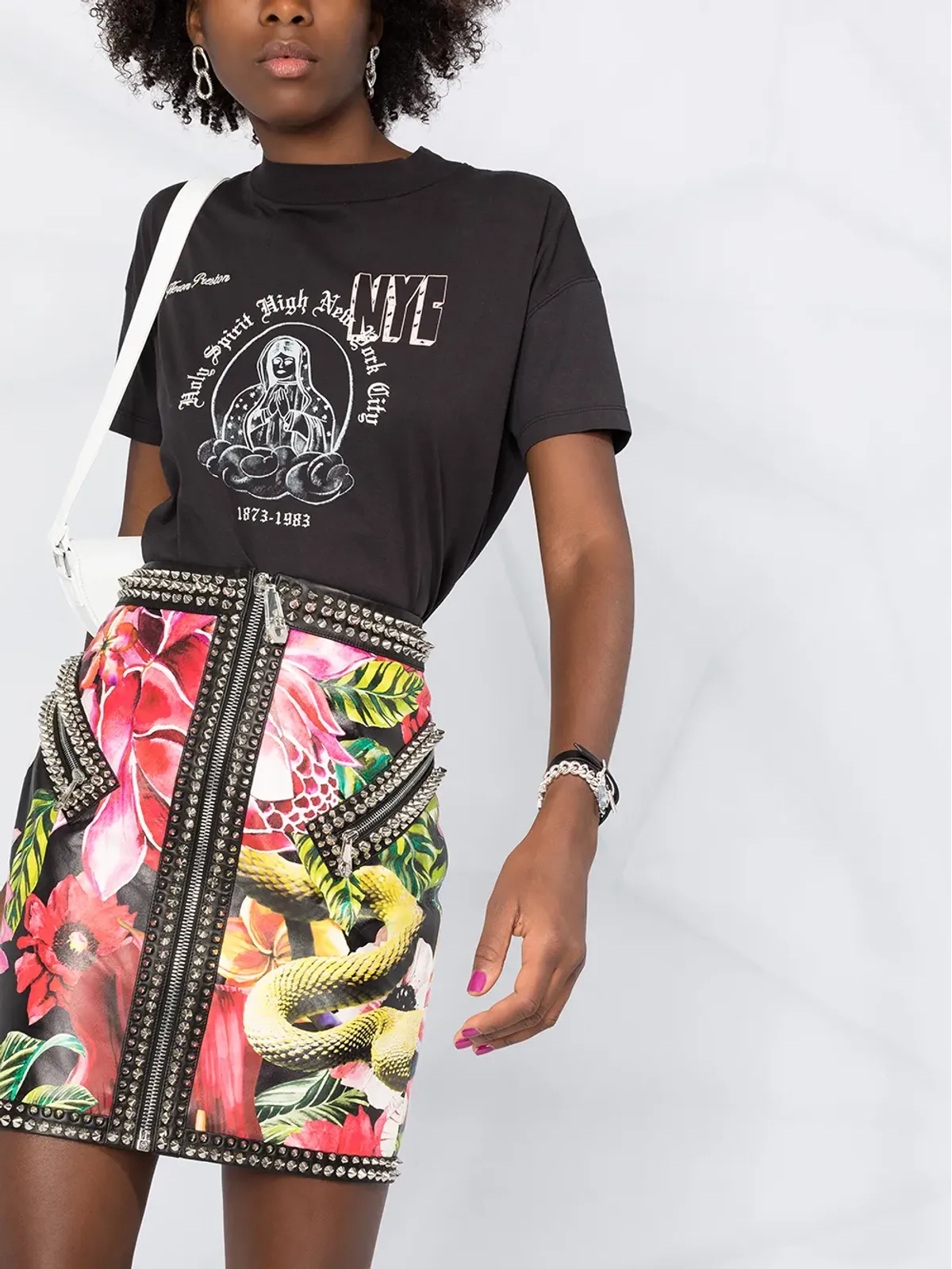 Philipp Plein フローラルプリントミニスカート - 画像5