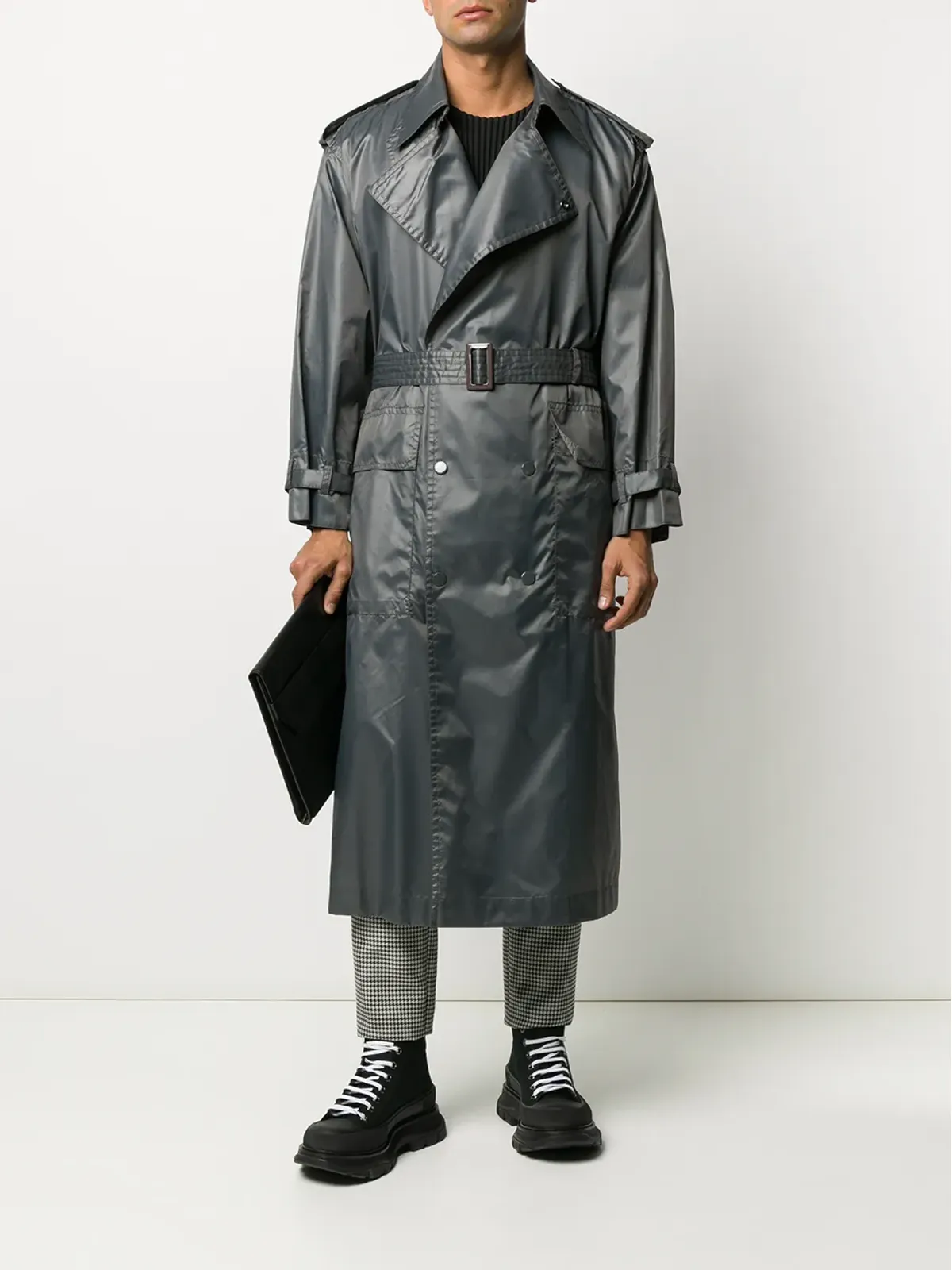 Issey Miyake Pre-Owned 1970's double breasted trench coat - Grey - 画像2