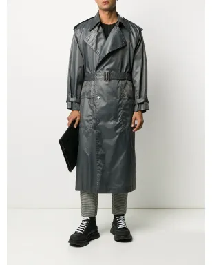 Issey Miyake Pre-Owned 1970's double breasted trench coat - Grey - サムネイル2